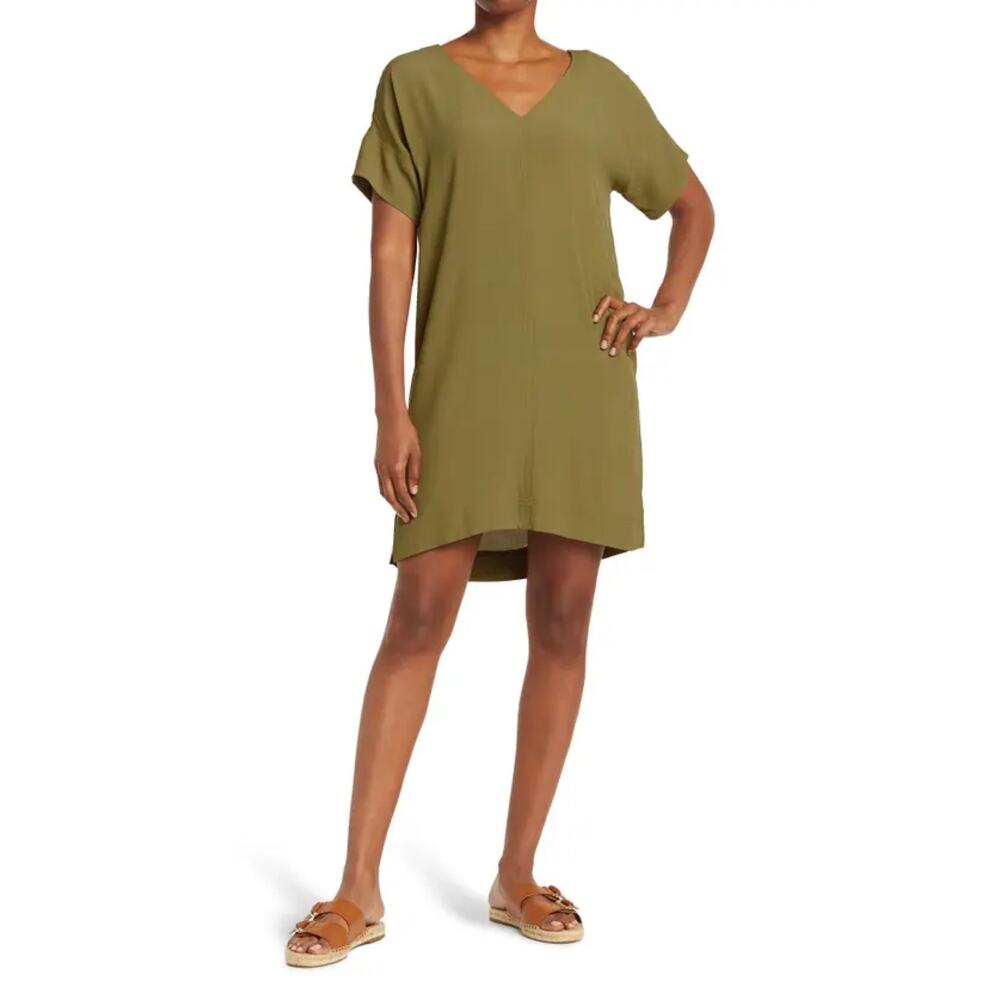 Madewell V-Neck Novel Shift Dress in Desert Olive Women's Size 3X